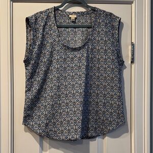 JCrew Factory Sleeveless Blue Patterned Women’s Top